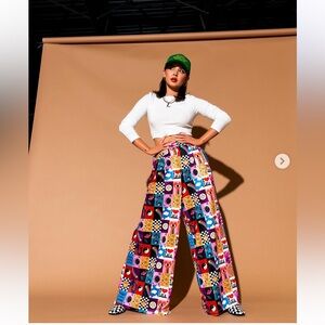 Dressed in LALA Multicolor Graphic wide leg pants